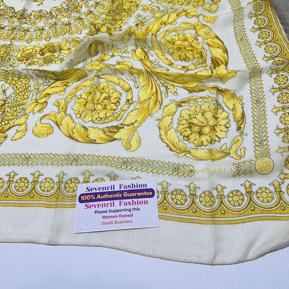 Versace Barocco Ivory Gold Silk Modal Shawl Scarf Large 140cm NWT $500 - Picture 7 of 11